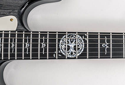 CUSTOM MITHANS INLAYS ON EBONY FINGERBOARD